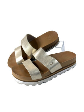 Gold Reef Banded Horizon 2.5 Platform Slide Sandals Size 7